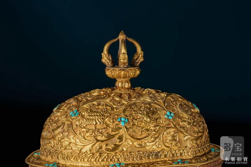 清乾隆 御制金质嵌松石八吉祥纹嘎巴拉碗 - 图14